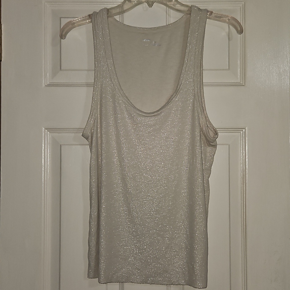 American Eagle Champagne Metallic Accent Tank Top